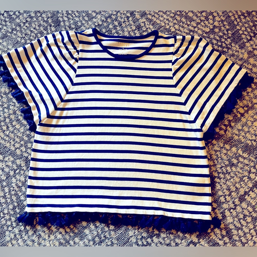 Kate spade striped Pom tee size S
